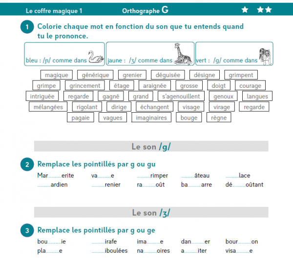 étude de la lettre G